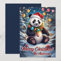 Christmas 8 panda, Happy Holidays, Christmas card