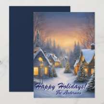Christmas 8 Village, Happy Holidays,Christmas card