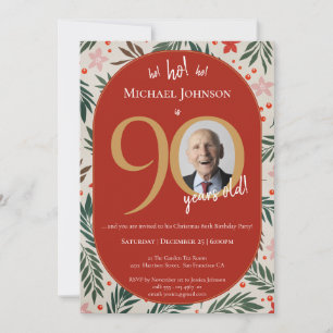 Christmas 90th Birthday Party Invitation