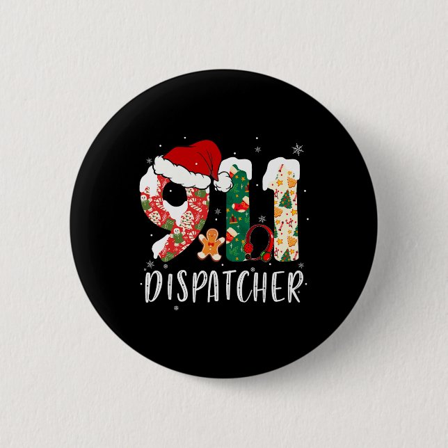 Christmas 911 Dispatcher  Button (Front)