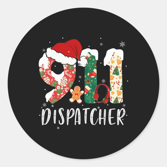 Christmas 911 Dispatcher  Classic Round Sticker (Front)