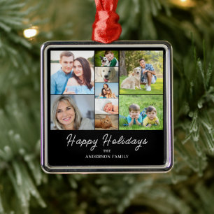 Christmas 9 Photo Collage Metal Ornament