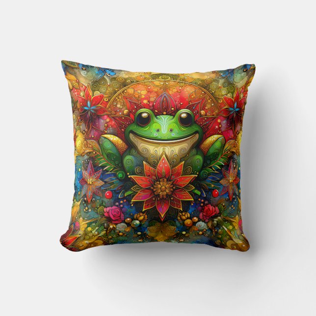 CHRISTMAS ~ A Frog's Christmas ~ Throw Pillow (Front)