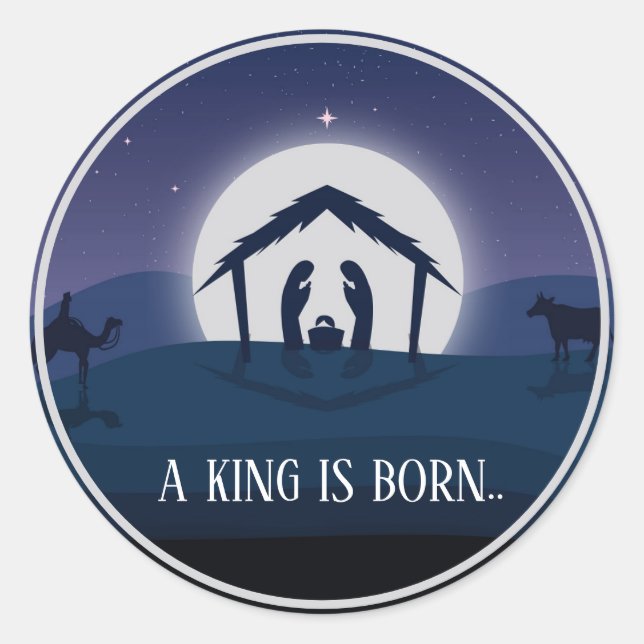Christmas A King is born Classic Round Sticker (Front)