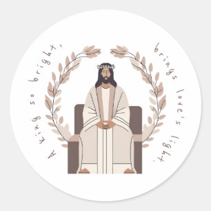 Christmas A King So Bright Jesus Neutrals Classic Round Sticker
