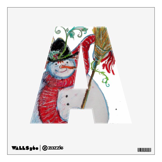 CHRISTMAS A LETTER  / DRUNKEN SNOWMAN WALL DECAL (Front)