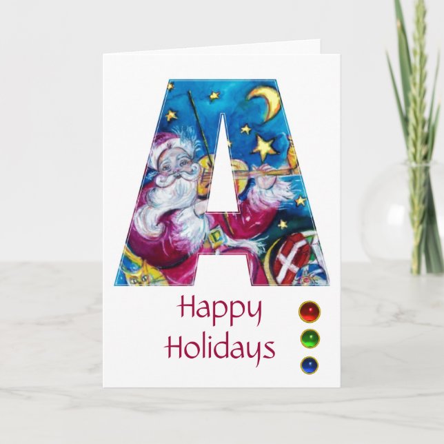 CHRISTMAS A LETTER / INSPIRED SANTA MONOGRAM HOLIDAY CARD (Front)