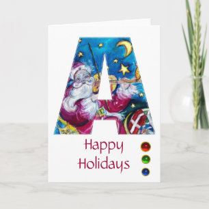 CHRISTMAS A LETTER / INSPIRED SANTA MONOGRAM HOLIDAY CARD