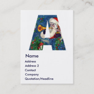 CHRISTMAS A LETTER / SANTA BUGLER MONOGRAM BUSINESS CARD