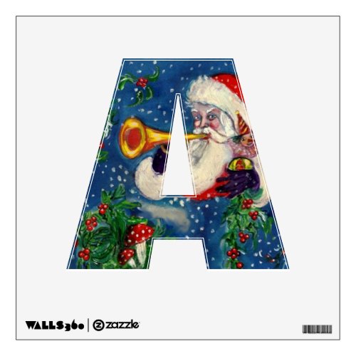 CHRISTMAS  A LETTER   SANTA  BUGLER MONOGRAM WALL STICKER