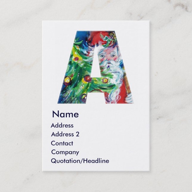 CHRISTMAS A LETTER / SANTA WITH CHRISTMAS TREE BUSINESS CARD (Front)