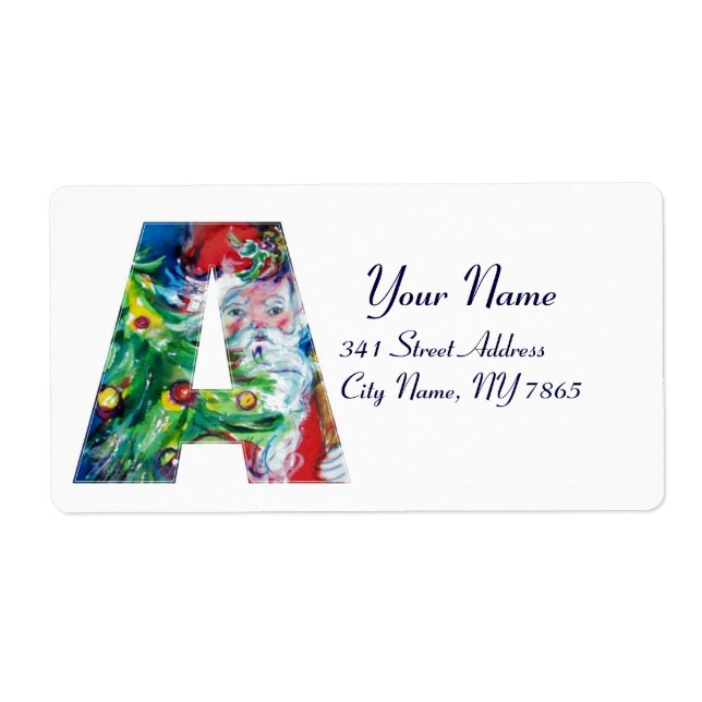CHRISTMAS A LETTER / SANTA WITH CHRISTMAS TREE LABEL (Front)