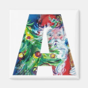 CHRISTMAS A LETTER / SANTA WITH CHRISTMAS TREE MAGNET