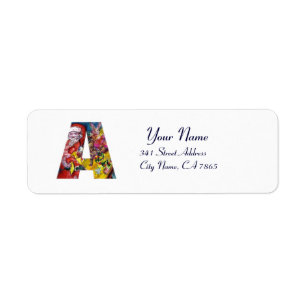 CHRISTMAS A LETTER / SANTA WITH GIFTS MONOGRAM LABEL