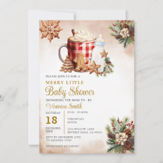 Christmas A Merry Little Baby Shower Gingerbread Invitation