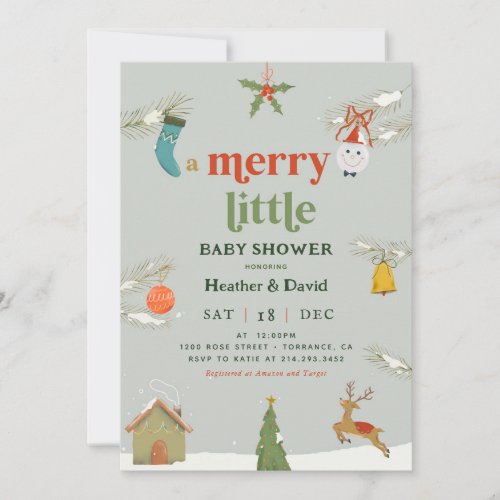 Christmas A Merry Little Baby Shower Invitation