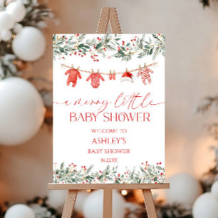 Christmas A Merry Little Baby Shower Welcome Sign