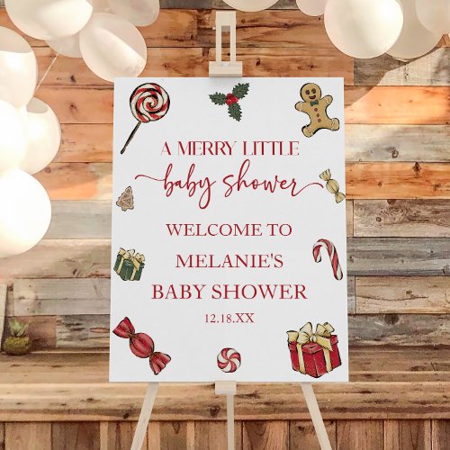 Christmas A Merry Little Baby Shower Welcome Sign