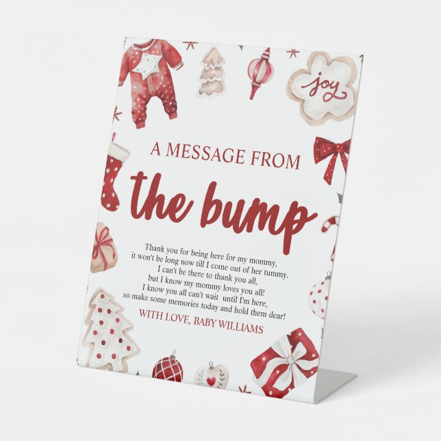 Christmas A Message From The Bump Baby Shower Sign (Front)
