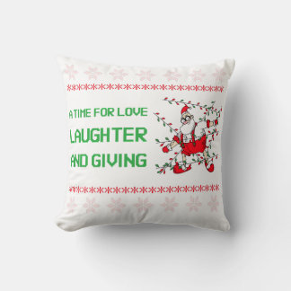 christmas a time for love, laughter and giving throw pillow