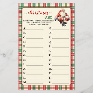 Christmas ABC Red Green Plaid Game Card Flyer