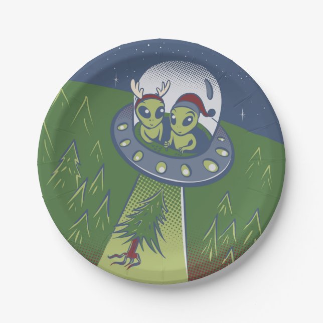 Christmas abduction paper plates (Front)