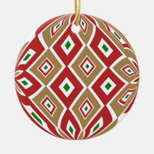 Christmas abstract and stripes two designs ceramic ornament