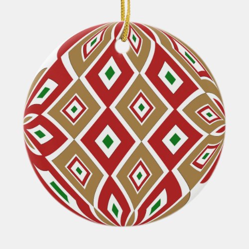 Christmas abstract and stripes   two designs ceramic ornament