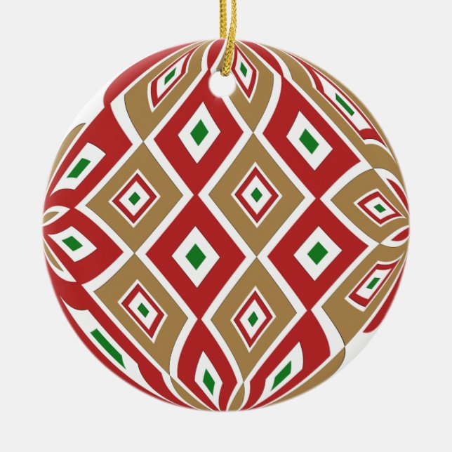 Christmas abstract and stripes   two designs ceramic ornament (Front)