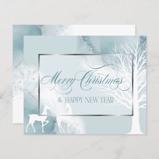 Christmas Abstract Budget Dusty Teal Winter Tree (Front/Back)