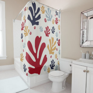 Christmas Abstract Leaves Midcentury Modern Shower Curtain