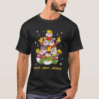 Christmas Accept Adapt Advocate Snowman Autism Sup T-Shirt