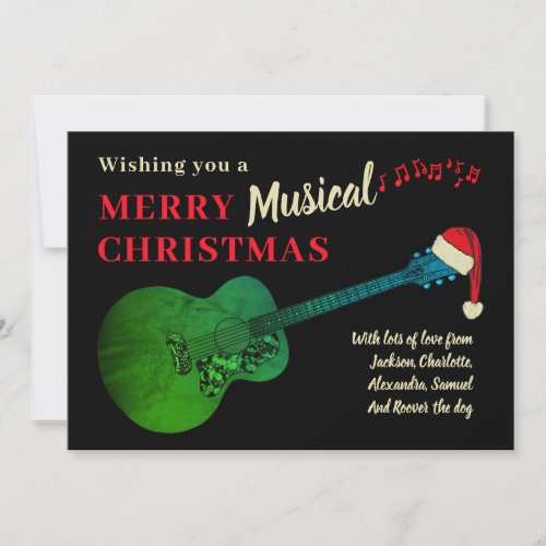 Christmas Acoustic Guitar Personalized Holiday Card