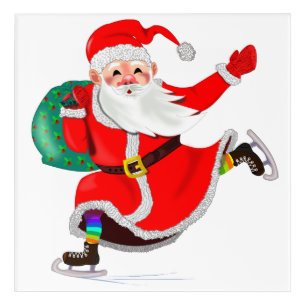 Christmas Acrylic Print Santa with Gift 