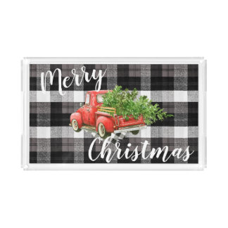 Christmas Acrylic Serving Tray Red XMAS Truck