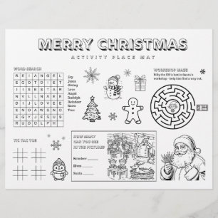 Christmas Activity for Kids paper placemat