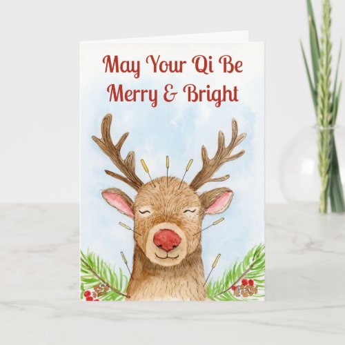 Christmas Acupuncture May Your Qi Be Merry  Card