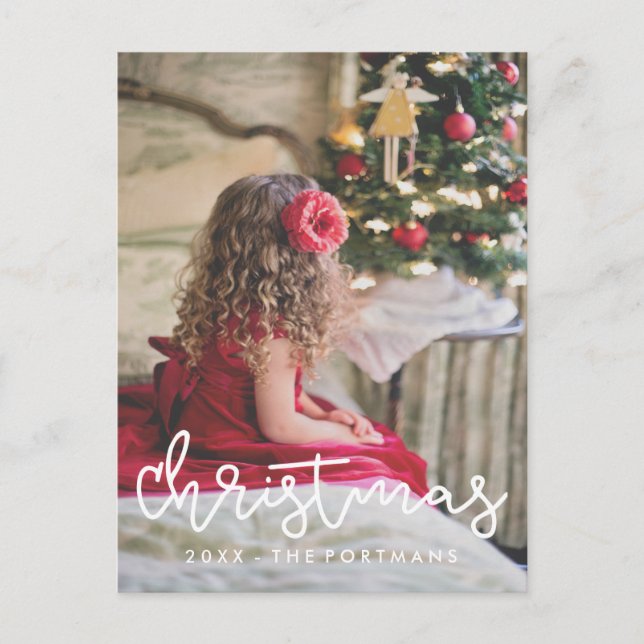 Christmas Add Photo and Name Holiday Postcard (Front)