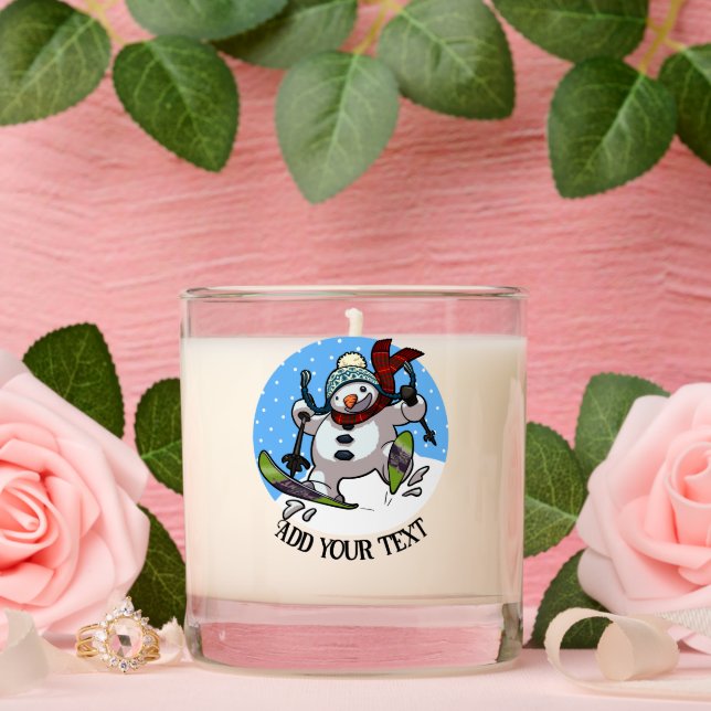 Christmas Add The Date Skiing Snowman Woolly Hat Scented Candle (Wedding)