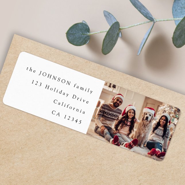 Christmas Address Label | Holiday Family Photo (Family photo return label by Guava for festive holiday mail with matching holiday cards)