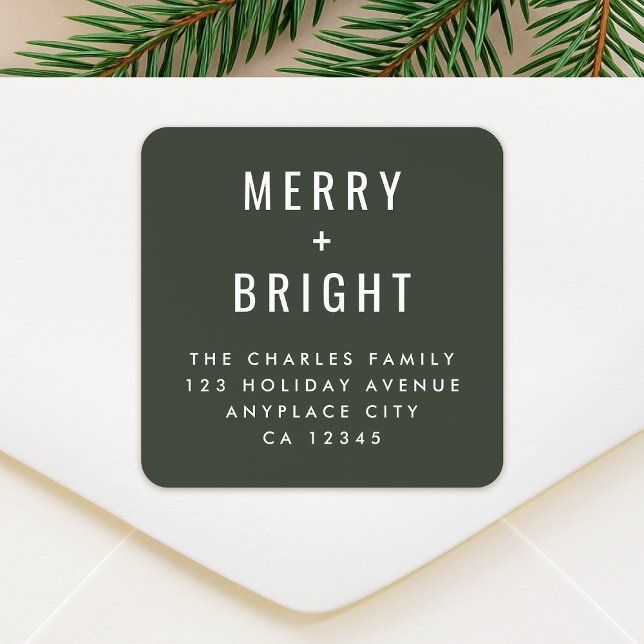 Christmas Address Label | Holiday Mail Stickers (Stylish Christmas square return address label for holiday cards & seasonal parcel mailing)