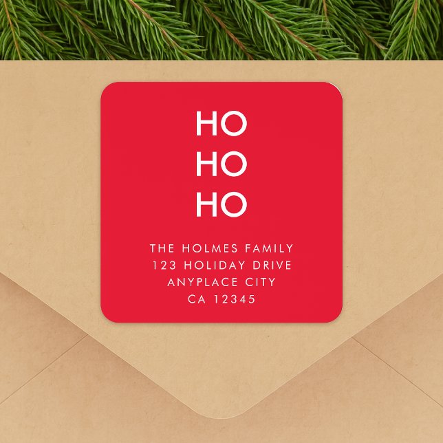 Christmas Address Label Roll | Ho Ho Ho Sticker (Pre-addressed festive envelope seal in a modern minimalist style)