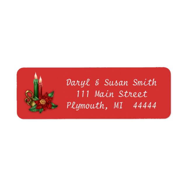 Christmas Address Label with Candles (Front)