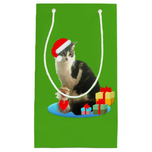 Christmas Adorable Cat Small Gift Bag