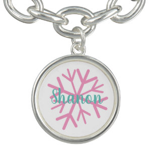 Christmas Adorable Snowflake Pink Bracelet