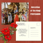 Christmas Adoration of the Magi Epiphany Religious Postcard<br><div class="desc">Featuring a beautiful art image of Sandro Botticelli's "Adoration of the Magi".   Beautiful for Christmas and/or Epiphany.
The back can be fully customized!</div>