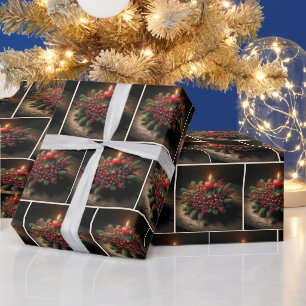 Christmas Advent Berry Centerpiece Wrapping Paper