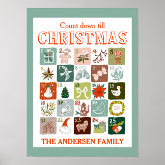 Christmas advent calendar count down poster