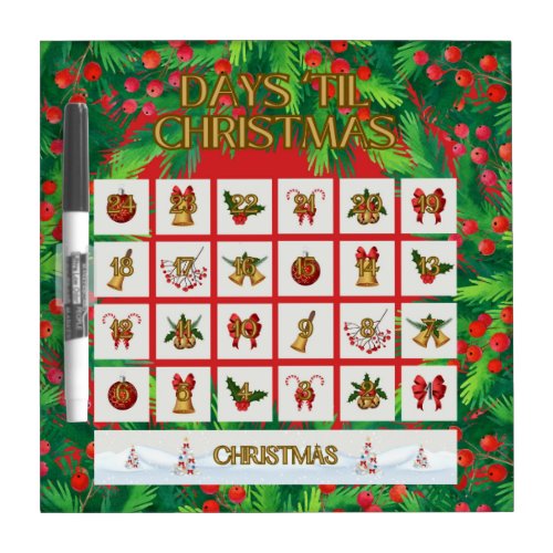 Christmas Advent Calendar Dry Erase Board