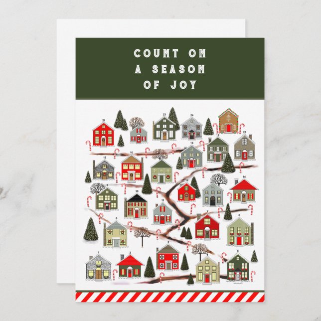 Christmas Advent Calendar Holiday Cards (Front/Back)